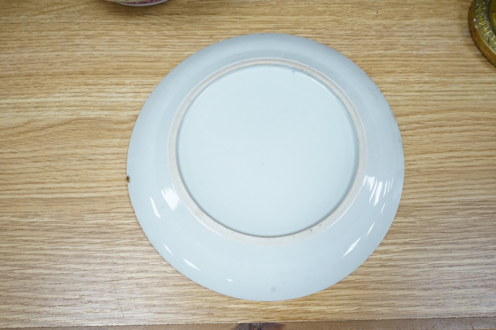 A Chinese famille rose vase, mid 20th century and a Chinese blue and white ‘boys’ dish, c.1900, vase 33cm high